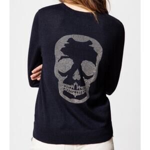 Zadig & Voltire Womens Large Black Miss M Merino Wool Skull Sweater Grunge Emo